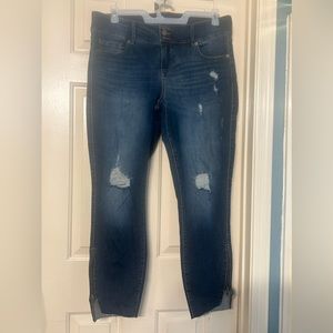 Torrid Medium Wash Distressed Zipper Ankle Hem Jeggings size 16T